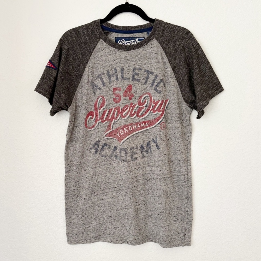 Superdry Athletics Yokohama Raglan Heather Gray Short Leave Tee Size M